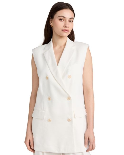Theory White Double Breasted Vest