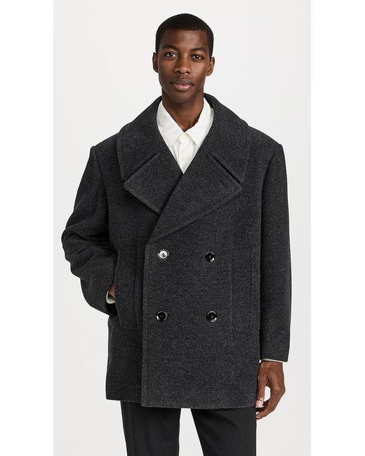 Lemaire Black Maxi Pea Coat for men