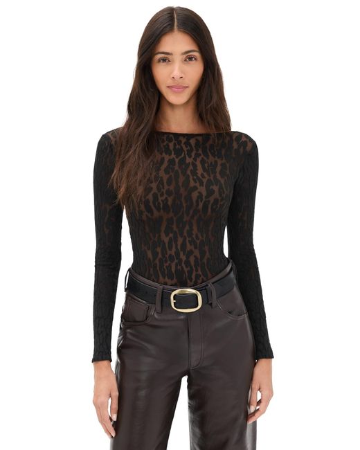 Wolford Black Leo String Thong Bodysuit