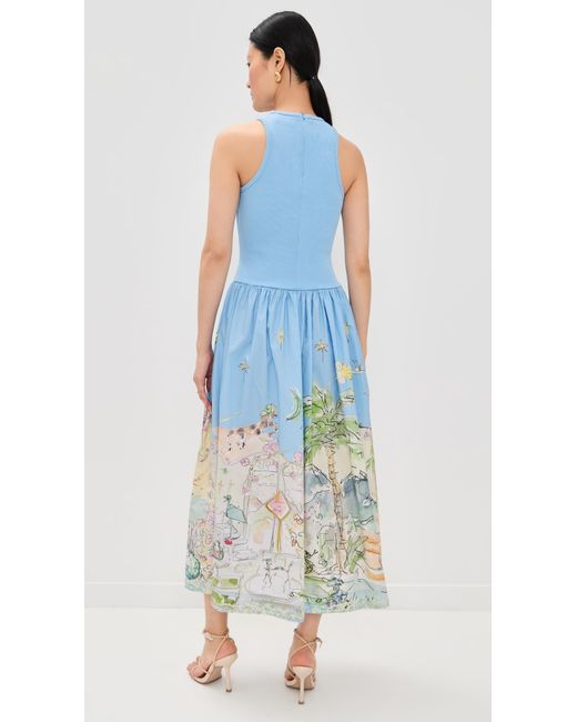 ALÉMAIS Blue Anouk Tank Midi Dress