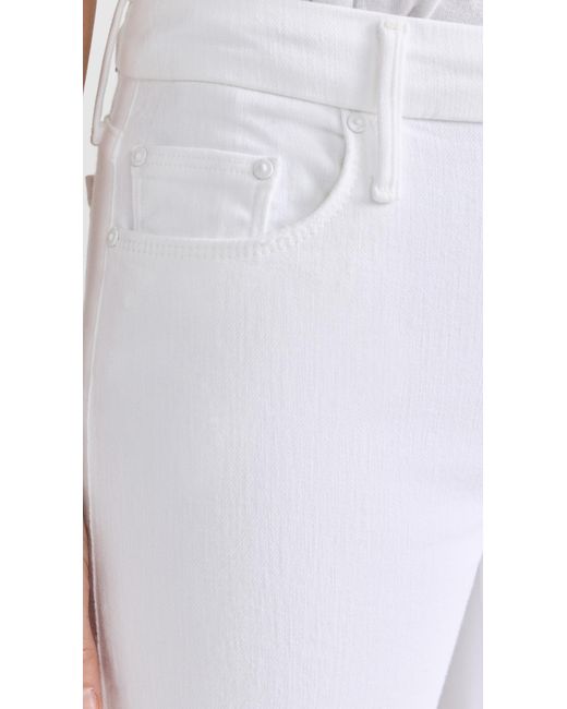Mother White Petite Lil Roller Fray Jeans
