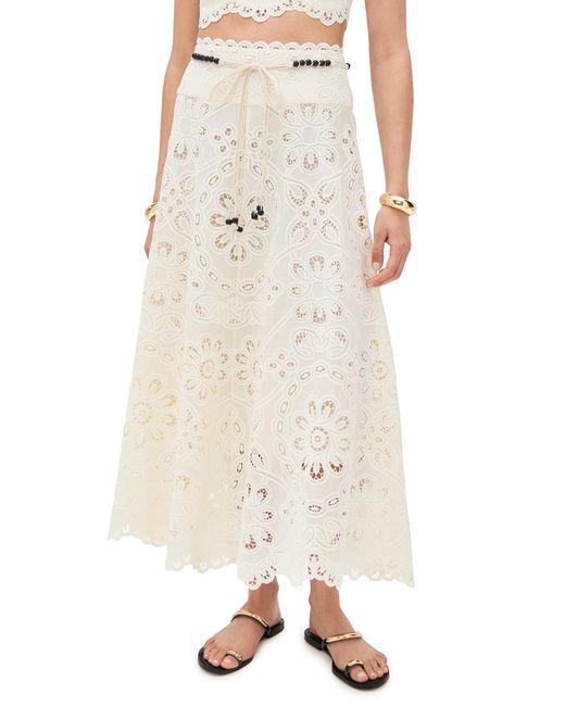 Zimmermann Natural Rhiannon Embroidered Skirt