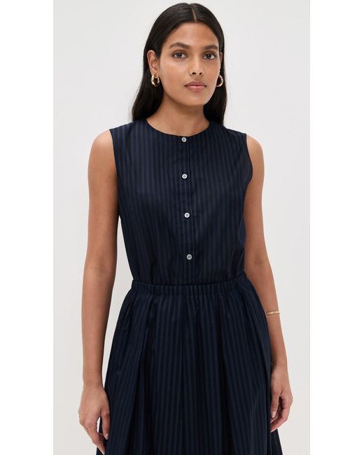 Theory Blue Sleeveless Button Down Shell
