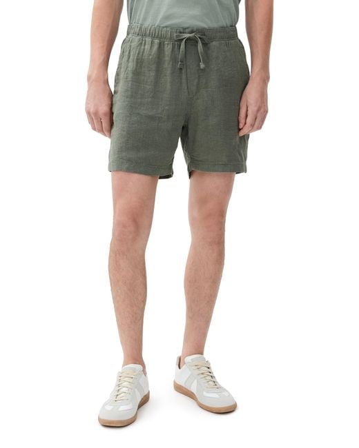 Faherty Brand Green Essential Linen Shorts 6.5 for men