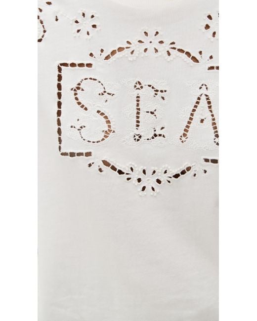 Sea White Marie Embroidery T-Shirt