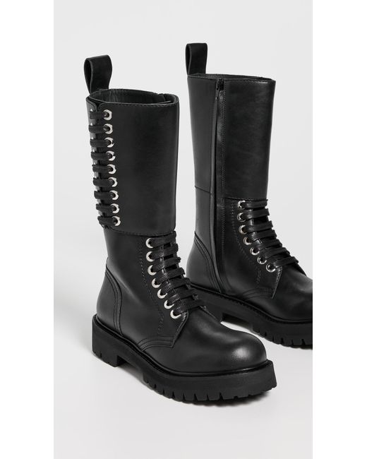 Rabanne Black Leather Combat Boots