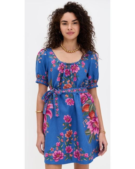 FARM Rio Summer Fruit Scarf Dress in Blue