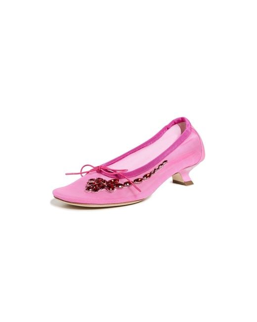 Simone Rocha Pink Mesh Ballerina Heel Pumps