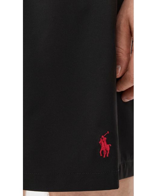 Polo Ralph Lauren Black Traveler Solid Swim Trunks for men