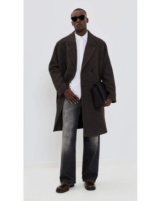 Wax London Black Magnus Double Breasted Overcoat for men