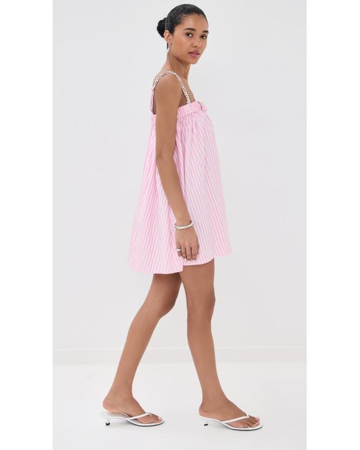 Area Pink Crystal Grommet Poplin Mini Dress