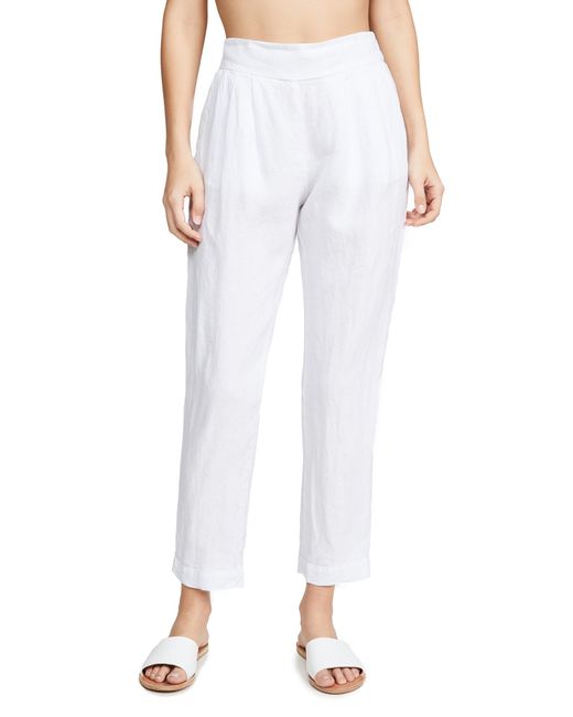 Enza Costa White French Linen Easy Pants