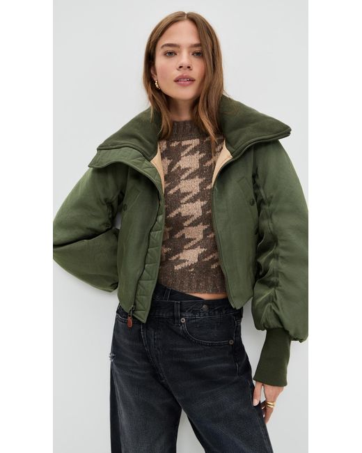 R13 Green Oversized Padded Flight Jacket