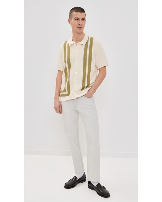 NN07 Natural Ares Knit Button Down Polo for men