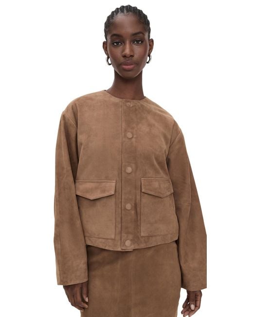 St. Agni Brown Suede Utility Cocoon Bomber