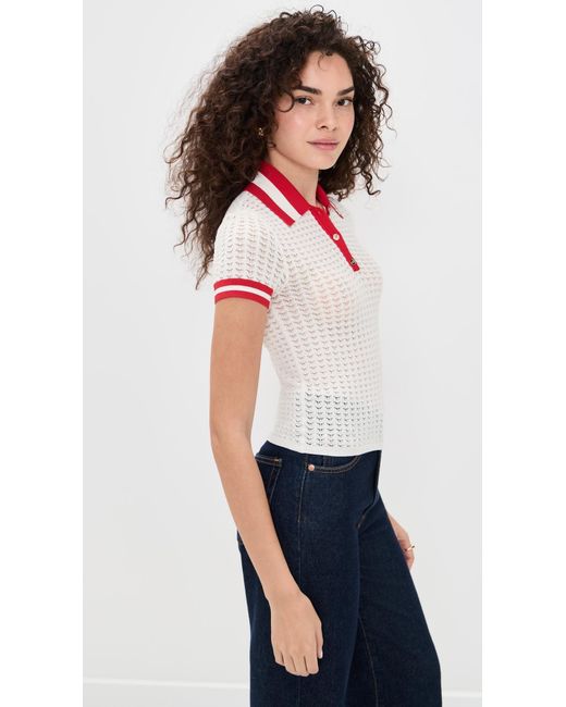 Alice + Olivia White Martha Pointelle Polo