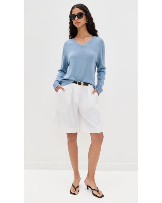 Reformation Blue Remi Cashmere V Neck Sweater