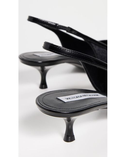 Victoria Beckham Black B Buckle Kitten Heel Slingbacks