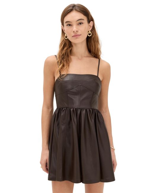 Susana Monaco Black Faux Leather Corset Flare String Dress