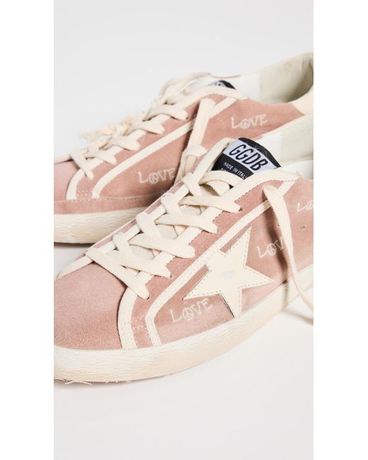 Golden Goose Deluxe Brand Pink Super-star Suede Upper With Embroidery Sneakers