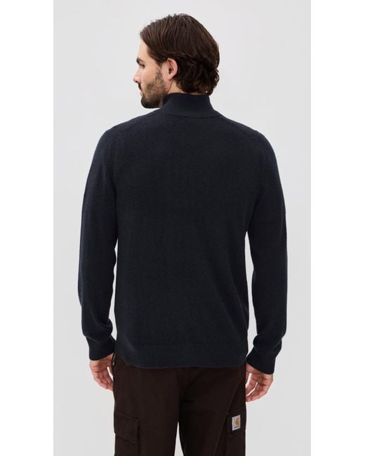 Vince Blue Cashmere Quarter Zip Sweater for men