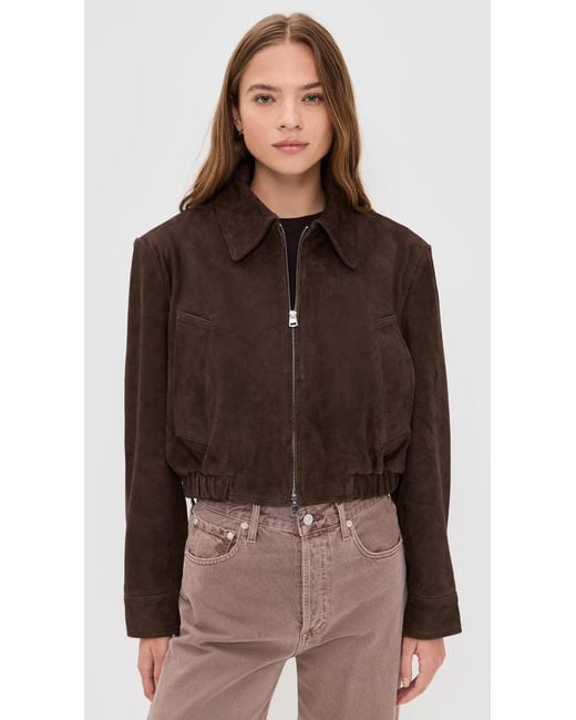Agolde Brown Nahla Cropped Suede Jacket
