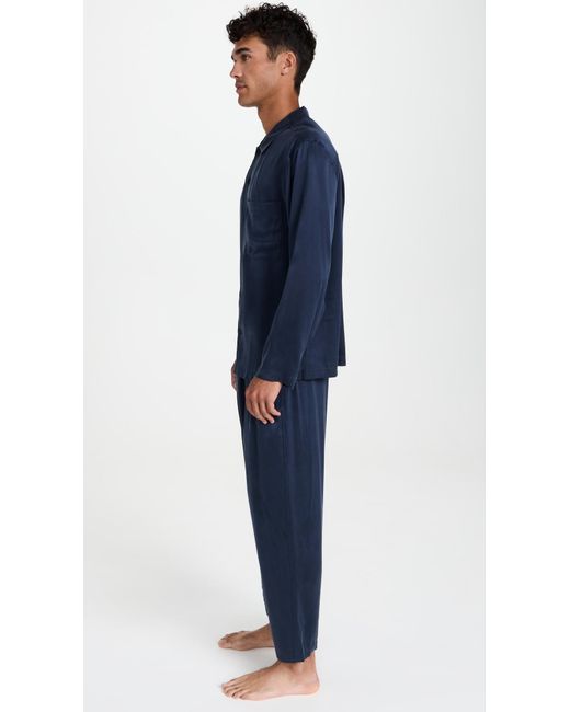 Lunya Blue Washable Silk Button Up Set for men
