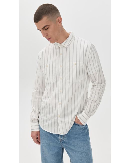 Vince White Port Stripe Double Pocket Shirt for men