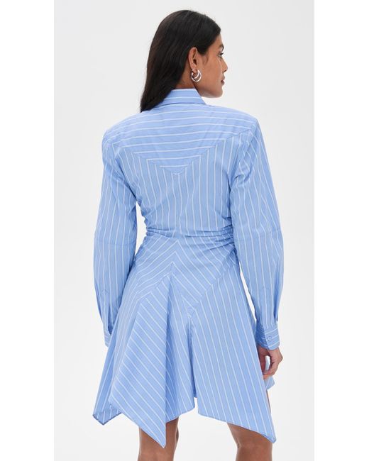 AKNVAS Blue Deena Striped Button Down Dress