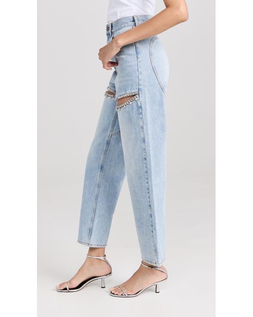 Area Blue Crystal Slit Jeans