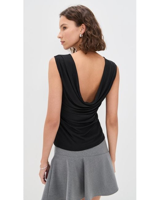 Wayf Black Celeste Drape Back Top