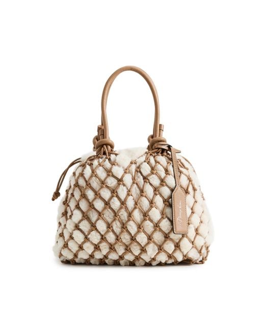 3.1 Phillip Lim Faux Fur Macrame Mini Sac in Natural | Lyst