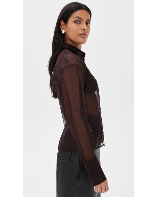 Staud Brown Aida Silk Top