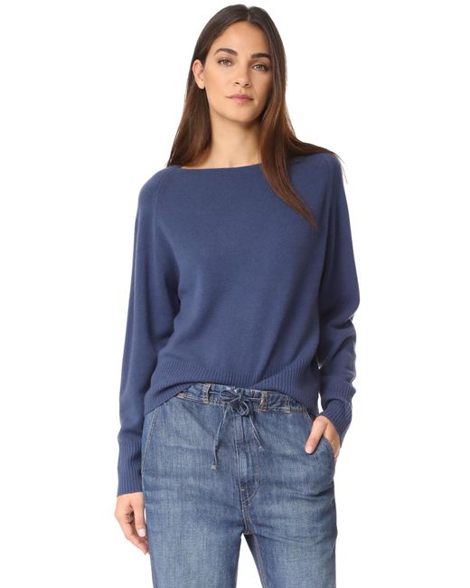Vince Boat Neck Cashmere Pullover Sweater in Blue | Lyst