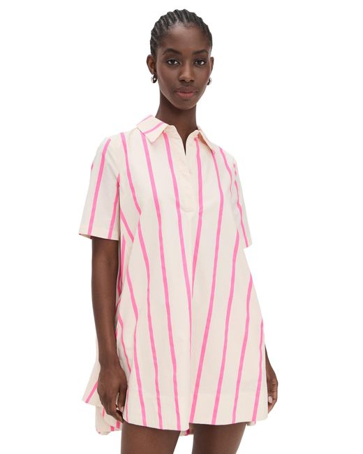 English Factory Pink Striped Caftan Mini Dress