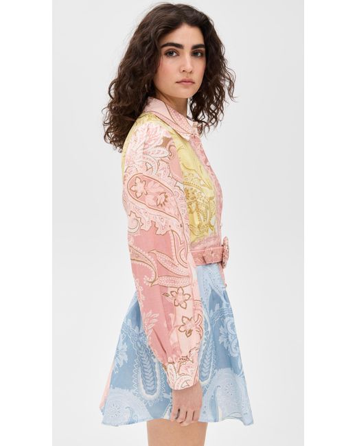 Hemant & Nandita Multicolor Short Dress With Buckle Belt