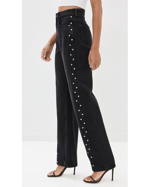 Reformation Black Cary High Rise Slouchy Straight Leg Jeans