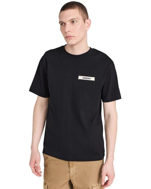 Jacquemus Black Le T-shirt Gros Grain Brand-tab Cotton-jersey T-shirt X for men