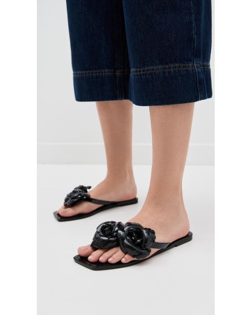 Coperni Black Silicone Flower Flat Sandals