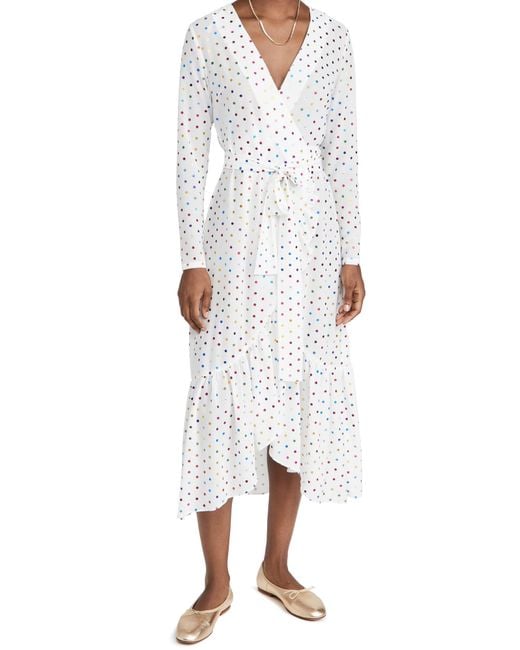 White Rainbow Spot Wrap Dress 
