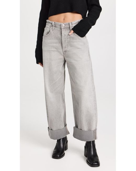 Citizens of Humanity Black Ayla baggy Cuffed Crop Jeans