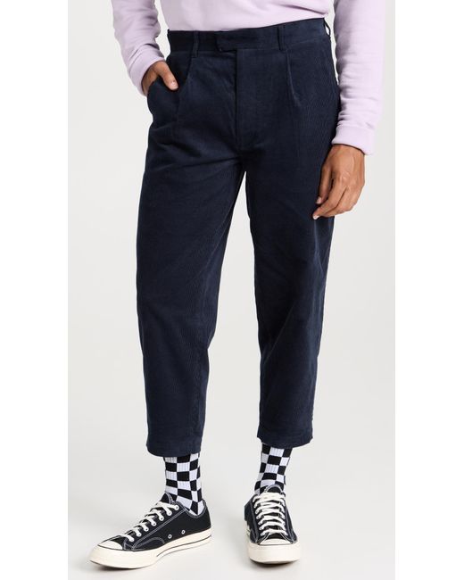 Fred Perry Blue Cropped Cord Trousers for men