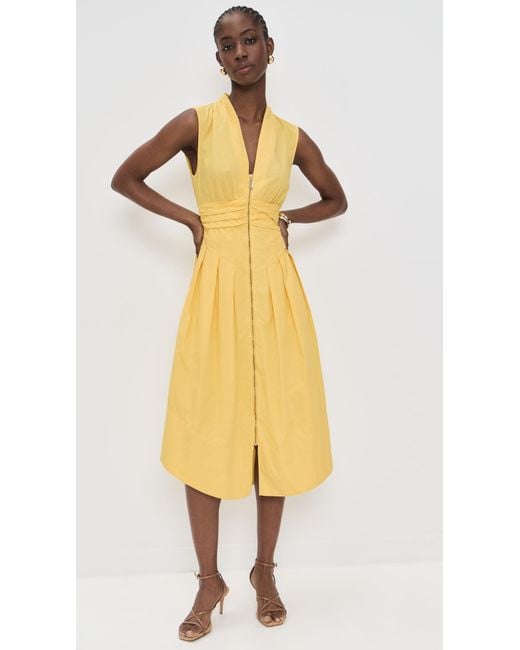 ramy brook yellow dress Pleated One Shoulder NWT The Fawn dress features a flattering square neckline and easy silhouette Ramy Brook Cali Printed Midi