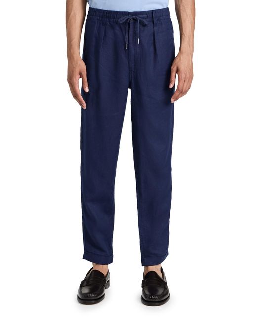 Polo Ralph Lauren Blue Drawstring Linen Pants for men
