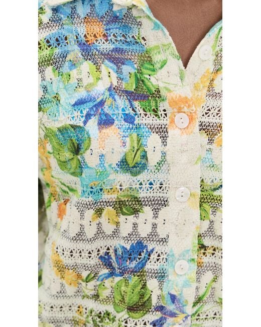PQ Swim Green Blake Button Top