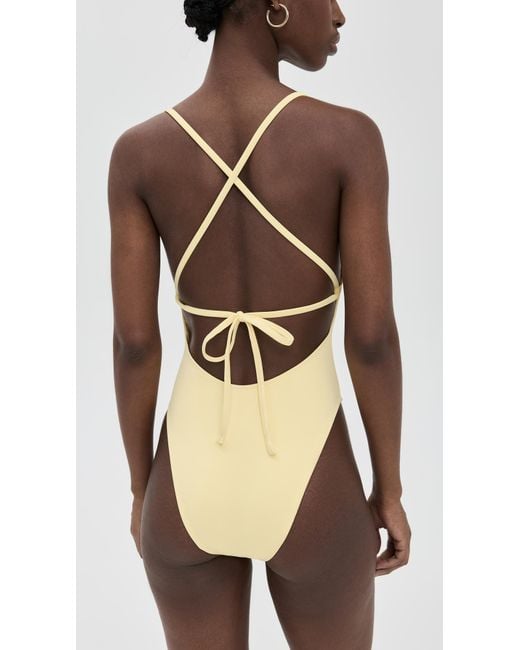 GOOD AMERICAN Yellow Deep V Compression Swimsuit