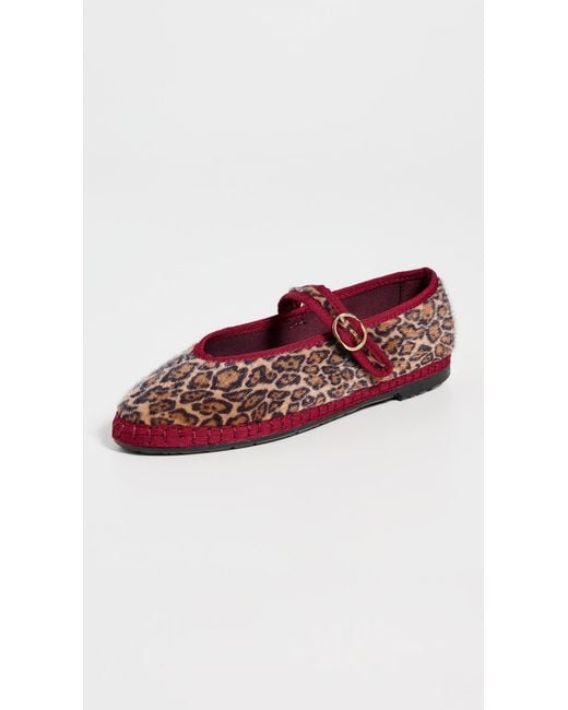 Flabelus Red Pierre Leopard Mary Jane Flats