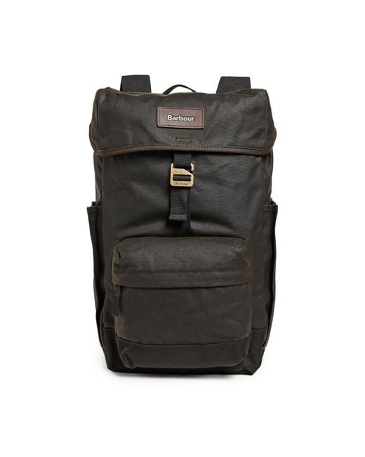 Barbour Black Essential Wax Backpack for men