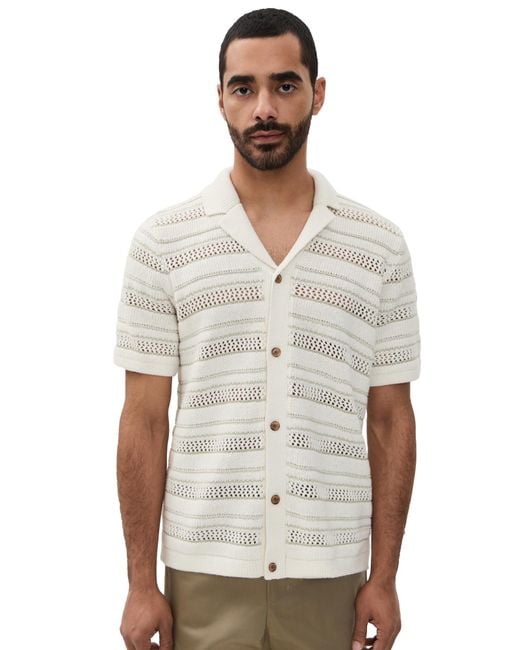 Marine Layer Natural Open Knit Button Down Sweater for men