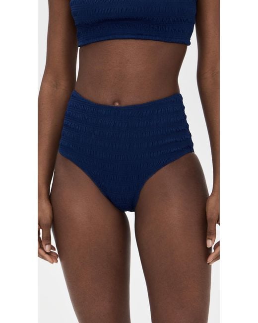 Sea Blue Shyla Solid Smocked Bikini Bottoms